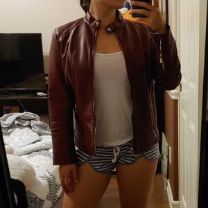 Maroon Leather-style Jacket